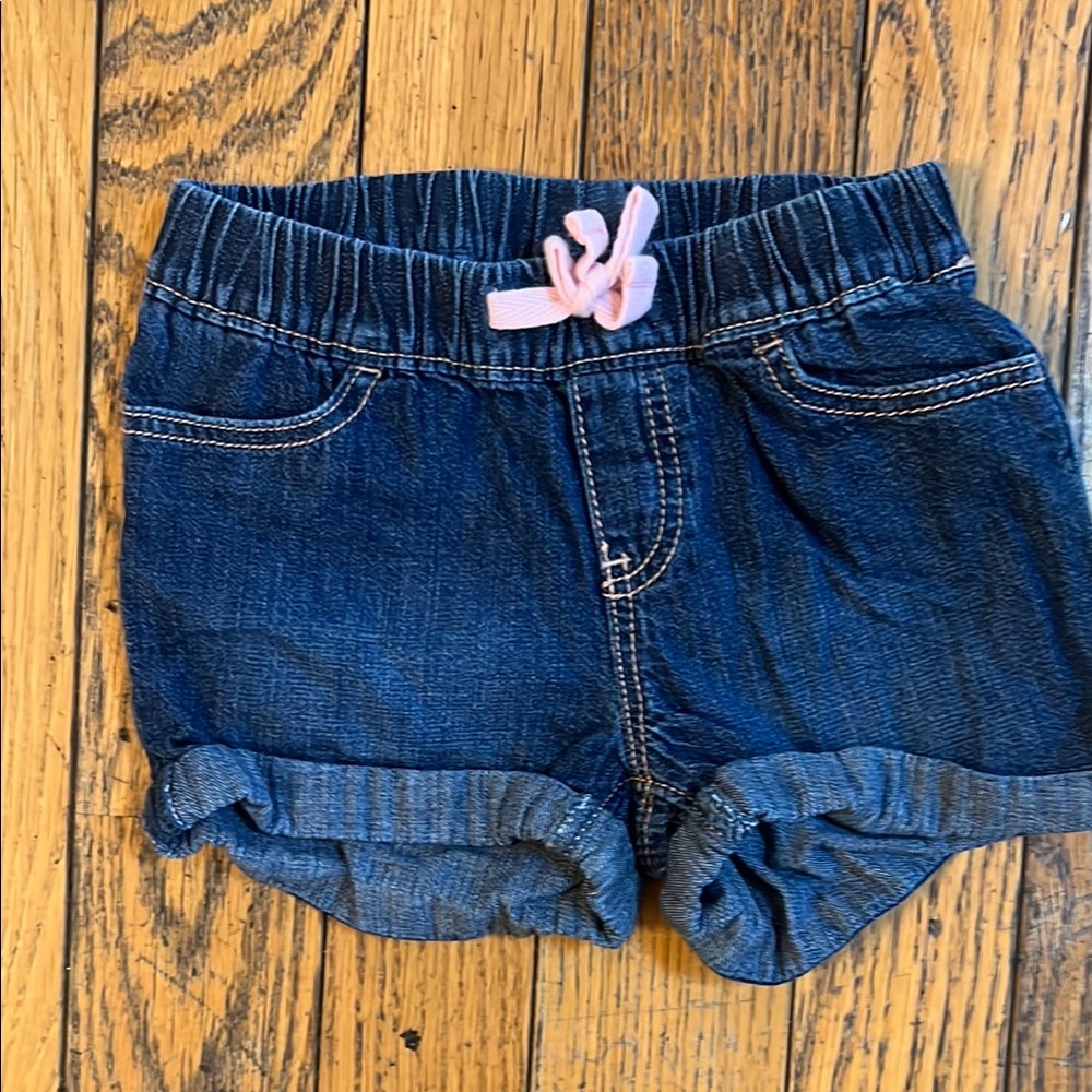 Denim Shorts with Pink Bow